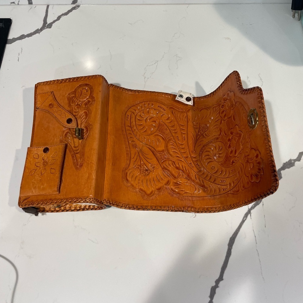 Cowhide Leather Clutch with Brown Accents - Picture 6 of 12